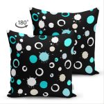 Çift Taraflı Siyah Zeminli Renkli Puantiyeli Dijital Baskılı Modern Süet Yastık Kırlent Kılıfı Realhomes