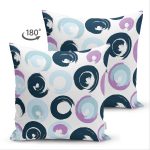 Çift Taraflı Beyaz Zemin Üzerinde Renkli Geometrik Desenli Dijital Baskılı Modern Süet Yastık Kılıfı Realhomes