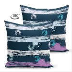 Çift Taraflı Siyah Zemin Üzerinde Modern Çizgili Renkli Puantiyeli Süet Yastık Kırlent Kılıfı Realhomes