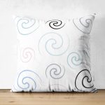 Çift Taraflı Beyaz Zemin Üzerinde Renkli Desenli Dijital Baskılı Modern Süet Yastık Kırlent Kılıfı Realhomes