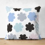 Çift Taraflı Beyaz Zemin Üzerinde Rengarenk Modern Çiçek Desenli Modern Süet Yastık Kırlent Kılıfı Realhomes