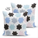 Çift Taraflı Beyaz Zemin Üzerinde Rengarenk Modern Çiçek Desenli Modern Süet Yastık Kırlent Kılıfı Realhomes