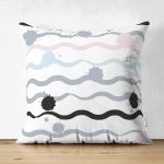 Çift Taraflı Beyaz Zemin Üzerinde Modern Çizgili Zigzag Desen Modern Süet Yastık Kırlent Kılıfı Realhomes