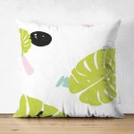 Çift Taraflı Beyaz Zemin Üzerinde Modern Renkli Yaprak Desenli Modern Süet Yastık Kırlent Kılıfı Realhomes