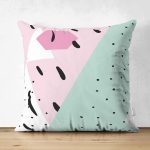 Çift Taraflı Beyaz Zeminli Renkli Modern Desenli Dijital Baskılı Modern Süet Yastık Kırlent Kılıfı Realhomes