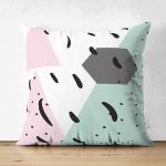 - Suet-K-7786-Gorsel1 - Realhomes Çift Taraflı Renkli Zemin Üzerinde Modern Desenli Siyah Puantiyeli Süet Yastık Kırlent Kılıfı Realhomes