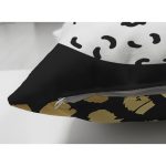 Çift Taraflı Renkli Zemin Üzerinde Gold Detaylı Modern Desenli Modern Süet Yastık Kırlent Kılıfı Realhomes