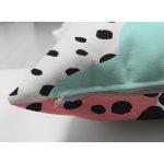 Çift Taraflı Renkli Zemin Üzerinde Gold Detaylı Modern Desenli Modern Süet Yastık Kırlent Kılıfı Realhomes