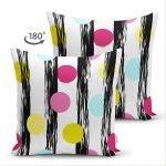 - Suet-K-7796-Gorsel2 - Realhomes Çift Taraflı Beyaz Zeminli Renkli Puantiye Desenli Dijital Baskılı Modern Süet Yastık Kırlent Kılıfı Realhomes