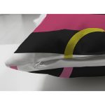 Çift Taraflı Siyah Zemin Üzerinde Modern Çizgili Renkli Puantiyeli Süet Yastık Kırlent Kılıfı Realhomes