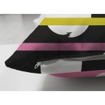 Çift Taraflı Siyah Zemin Üzerinde Modern Çizgili Beyaz Puantiyeli Süet Yastık Kırlent Kılıfı Realhomes