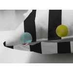 Çift Taraflı Beyaz Zemin Üzerinde Modern Siyah Çizgili Renkli Puantiyeli Süet Yastık Kırlent Kılıfı Realhomes