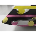 Çift Taraflı Siyah Zemin Üzerinde Modern Çizgili Beyaz Puantiyeli Süet Yastık Kırlent Kılıfı Realhomes