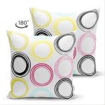 Çift Taraflı Beyaz Zemin Üzerinde Renkli Geometrik Desenli Dijital Baskılı Modern Süet Yastık Kılıfı Realhomes