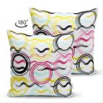 Çift Taraflı Beyaz Zemin Üzerinde Renkli Zigzag Desenli Geometrik Desenli Süet Yastık Kırlent Kılıfı Realhomes