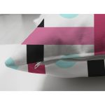 Çift Taraflı Beyaz Zemin Üzerinde Modern Renkli Çizgili Puantiye Desenli Süet Yastık Kırlent Kılıfı Realhomes