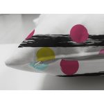 Çift Taraflı Beyaz Zemin Üzerinde Modern Siyah Çizgili Renkli Puantiyeli Süet Yastık Kırlent Kılıfı Realhomes