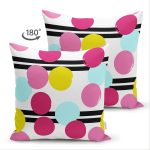 - Suet-K-7813-Gorsel2 - Realhomes Çift Taraflı Beyaz Zemin Üzerinde Siyah Modern Çizgili Renkli Puantiyeli Süet Yastık Kırlent Kılıfı Realhomes