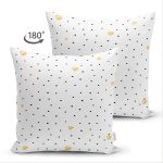 - Suet-K-7816-Gorsel2 - Realhomes Çift Taraflı Beyaz Zemin Üzerinde Gold Detaylı Siyah Puantiye Desenli Süet Yastık Kırlent Kılıfı Realhomes