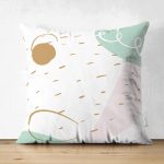 Çift Taraflı Beyaz Zemin Üzerinde Renkli Soyut Desenli Süet Yastık Kırlent Kılıfı Realhomes