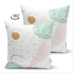 Çift Taraflı Beyaz Zemin Üzerinde Renkli Soyut Desenli Süet Yastık Kırlent Kılıfı Realhomes