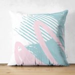 Çift Taraflı Beyaz Zemin Üzerinde Renkli Soyut Desenli Süet Yastık Kırlent Kılıfı Realhomes