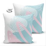 Çift Taraflı Beyaz Zemin Üzerinde Renkli Soyut Desenli Süet Yastık Kırlent Kılıfı Realhomes