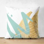 Çift Taraflı Beyaz Zeminli Renkli Modern Desenli Dijital Baskılı Modern Süet Yastık Kırlent Kılıfı Realhomes