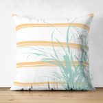 Çift Taraflı Beyaz Zeminli Renkli Modern Çizgili Dijital Baskılı Modern Süet Yastık Kırlent Kılıfı Realhomes