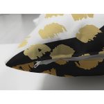 Çift Taraflı Renkli Zemin Üzerinde Gold Detaylı Modern Desenli Modern Süet Yastık Kırlent Kılıfı Realhomes