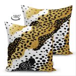 - Suet-K-7826-Gorsel2 - Realhomes Çift Taraflı Beyaz Zemin Üzerinde Gold Detaylı Modern Desenli Modern Süet Yastık Kırlent Kılıfı Realhomes