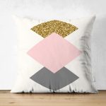 Çift Taraflı Renkli Zemin Üzerinde Renkli Geometrik Desenli Modern Süet Yastık Kırlent Kılıfı Realhomes
