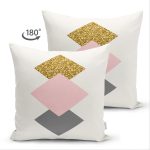 Çift Taraflı Renkli Zemin Üzerinde Renkli Geometrik Desenli Modern Süet Yastık Kırlent Kılıfı Realhomes