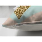 Çift Taraflı Renkli Üzerinde Gold Detaylı Modern Yaprak Desenli Modern Süet Yastık Kırlent Kılıfı Realhomes