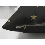 Çift Taraflı Siyah Zemin Üzerinde Gold Renkli Yıldız Desenli Modern Süet Yastık Kırlent Kılıfı Realhomes