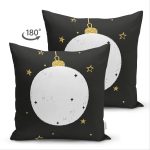 Çift Taraflı Siyah Zemin Üzerinde Gold Yıldız Detaylı Abajur Modern Süet Yastık Kırlent Kılıfı Realhomes