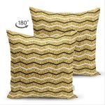 Çift Taraflı Gold Zemin Üzerinde Modern Renkli Zigzag Desenli Modern Süet Yastık Kırlent Kılıfı Realhomes