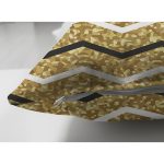 Çift Taraflı Gold Zemin Üzerinde Modern Renkli Zigzag Desenli Modern Süet Yastık Kırlent Kılıfı Realhomes