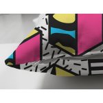 Çift Taraflı Beyaz Zemin Üzerinde Renkli Geometrik Desenli Dijital Baskılı Modern Süet Yastık Kılıfı Realhomes