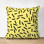 Çift Taraflı Sarı Zeminli Siyah Puantiye Desenli Dijital Baskılı Modern Süet Yastık Kırlent Kılıfı Realhomes