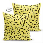 Çift Taraflı Sarı Zeminli Siyah Puantiye Desenli Dijital Baskılı Modern Süet Yastık Kırlent Kılıfı Realhomes