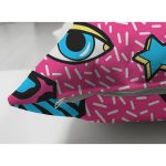 Çift Taraflı Pembe Zeminli Modern Renkli Desenli Dijital Baskılı Modern Süet Yastık Kırlent Kılıfı Realhomes