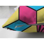 Çift Taraflı Renkli Zemin Üzerinde Modern Geometrik Küp Desenli Modern Süet Yastık Kırlent Kılıfı Realhomes