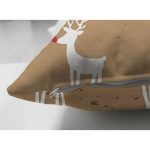 Çift Taraflı Renkli Zemin Üzerinde Geyik Desenli Dijital Baskılı Modern Süet Yastık Kırlent Kılıfı Realhomes