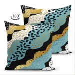 Çift Taraflı Siyah Zeminli Renkli Modern Desenli Dijital Baskılı Modern Süet Yastık Kırlent Kılıfı Realhomes