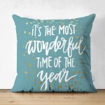 Çift Taraflı Renkli Zemin Üzerinde Gold Detaylı Dijital Baskılı Modern Süet Yastık Kırlent Kılıfı Realhomes