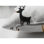 Çift Taraflı Beyaz Zemin Üzerinde Modern Geyik Desenli Süet Yastık Kırlent Kılıfı Realhomes