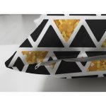 Çift Taraflı Siyah Zemin Üzerinde Gold Detaylı Geometrik Desenli Süet Yastık Kırlent Kılıfı Realhomes