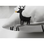 Çift Taraflı Beyaz Zeminli Siyah Geyik Desenli Dijital Baskılı Modern Süet Yastık Kırlent Kılıfı Realhomes