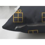 - Suet-K-7873-Gorsel3 - Realhomes Çift Taraflı Renkli Zemin Üzerinde Gold Renkli Hediye Paketi Desenli Süet Yastık Kırlent Kılıfı Realhomes